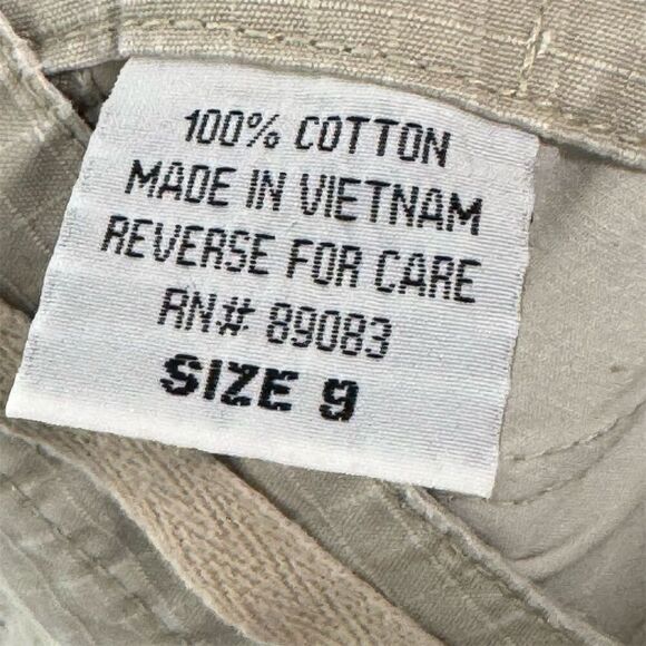 Vintage L.E.I. Utility Cargo Shorts Sz 9 Beige Khaki Y2K Drawstring Hem Pockets - Picture 7 of 7